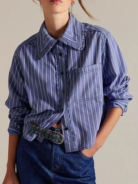 Free People We The Free Moxley Striped Button Down Shirt Size XS Used Great Cond